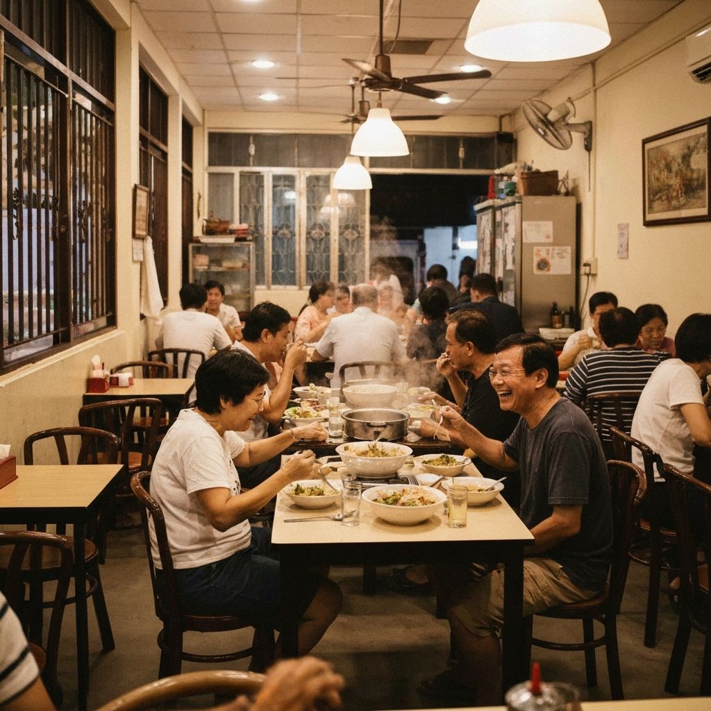 local food spot at night